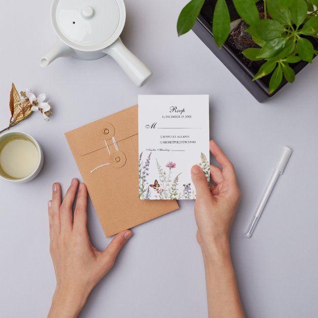 Lavanda Elegante e Flores Selvagens Bloom RSVP Car (Criador carregado)