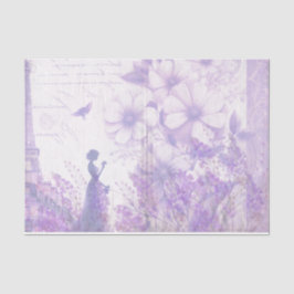 Lavanda Elegante Papel de Tecido Floral a Aquarela