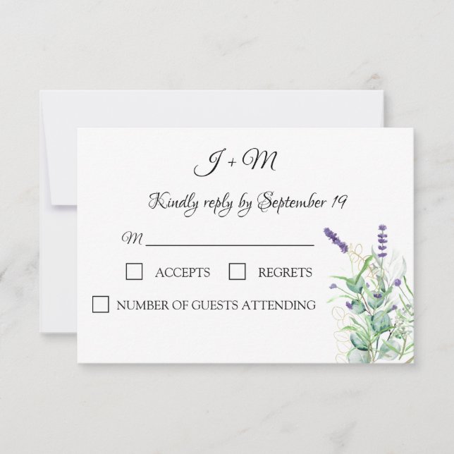 Lavanda Eucalyptus Floral Rustic Modern RSVP (Frente)