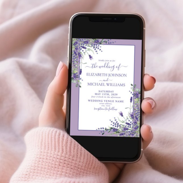 Lavanda Eucalyptus Greenery Foto Convite (Criador carregado)