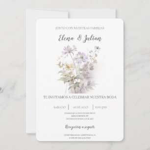 Lavanda Floral Convite De Casamento Espanhol