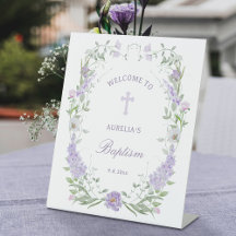 Lavanda Floral Lilac Frame Baptism Bem-vindo