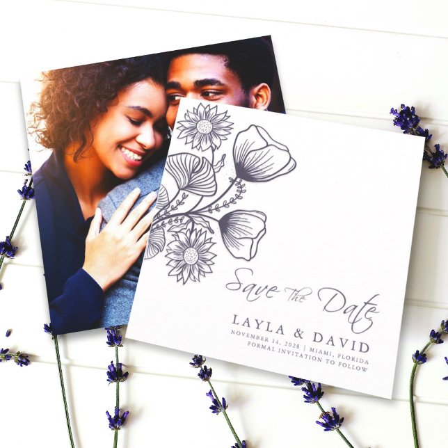 Lavanda Floral Mínima Salve O Cartão com fotos De  (Criador carregado)