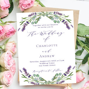 Lavanda floral roxo convite para casamento