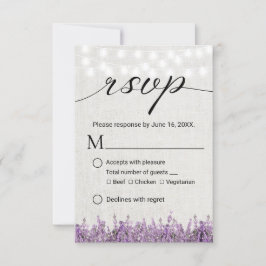 Lavanda Floral Rustic Linen Wedding RSVP