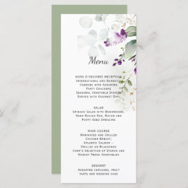 Lavanda Floral Weding Menu Verde Traseira