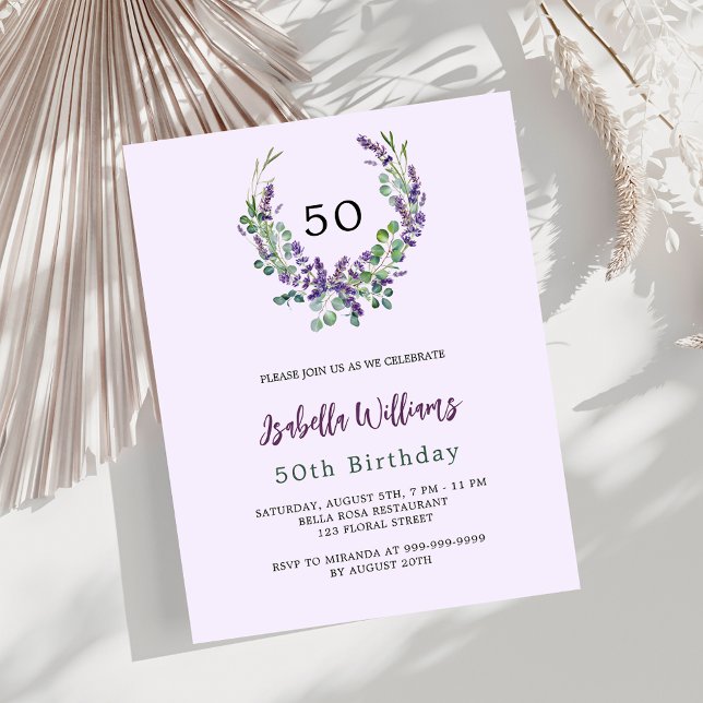 Lavanda florals lilac orçamento convite de anivers (Criador carregado)