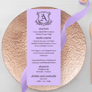 Lavanda Folha e Menu Casamento FLoral Monograma