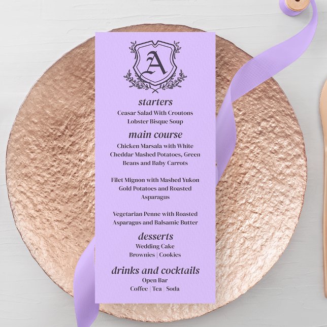 Lavanda Folha e Menu Casamento FLoral Monograma (Criador carregado)