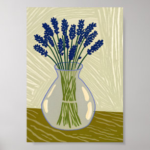 Lavanda Fresca em Vaso de Vidro Impressão de Arte