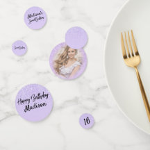 Lavanda Glitter Sweet 16 Photo Sparkle Confetti