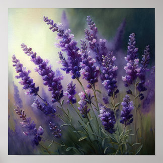 Lavanda Impressão de Flores de Poster