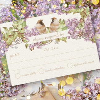 Lavanda Lilac Love Bird Weding RSVP