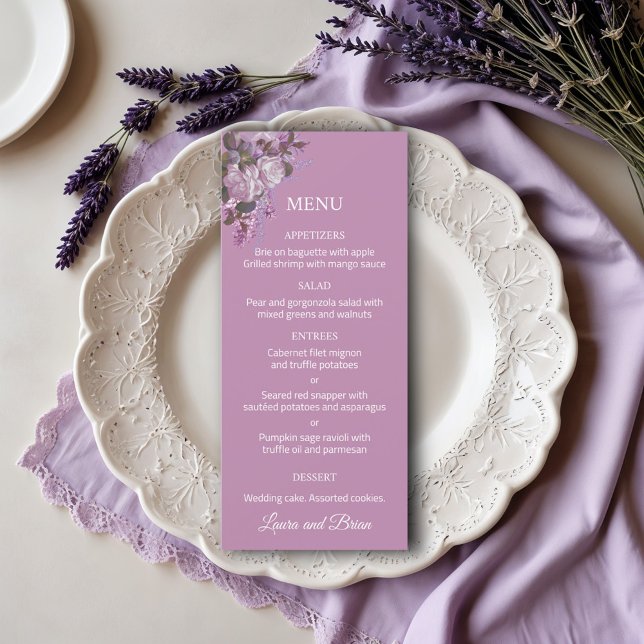 Lavanda, Lilases, Rosas, Menu Casamento (Criador carregado)