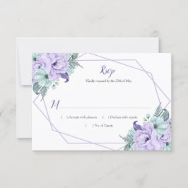 Lavanda Mint Watercolor Peonies RSVP Geométrico