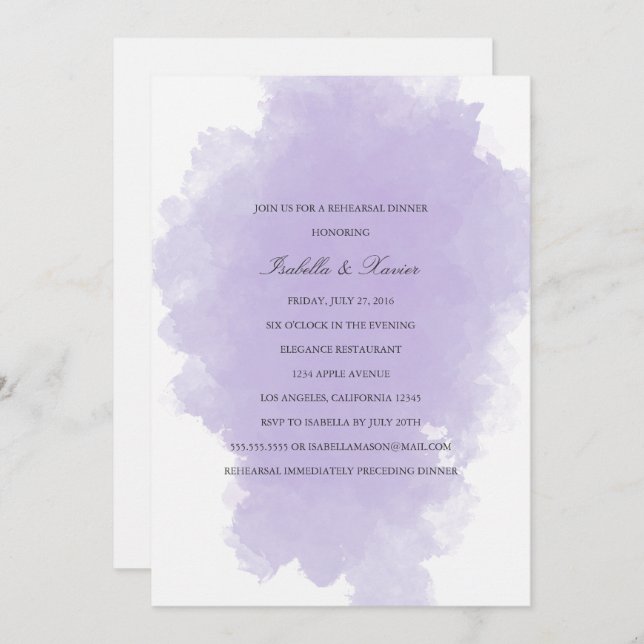 Lavanda Mist | Convite para Janto de ensaio (Frente/Verso)