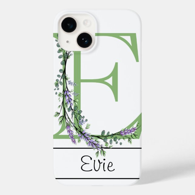 Lavanda Monograma E Eucalyptus Case-Mate iPhone Ca (Verso)
