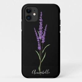 Lavanda na capas de iphone personalizada preta