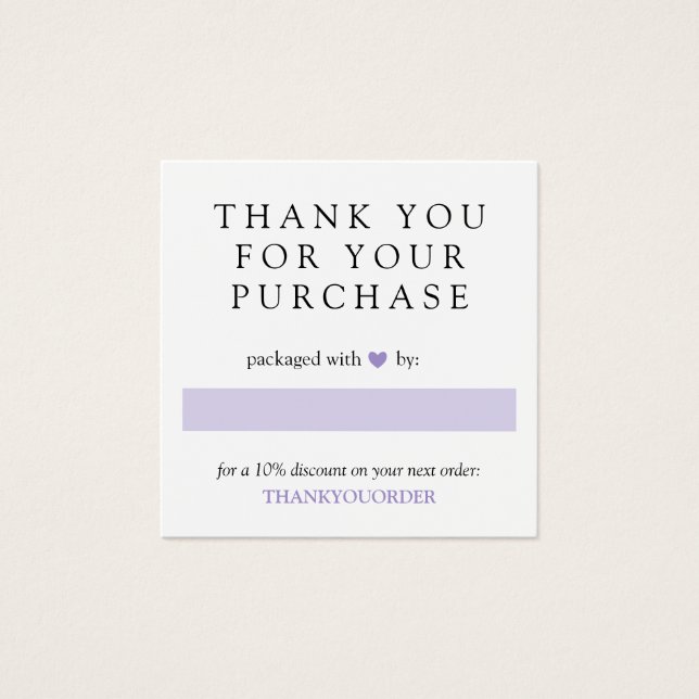 Lavanda, Obrigado pelo pedido (Frente)