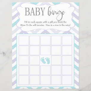 Lavanda Pastel e Aqua Zig Zag Baby Bingo