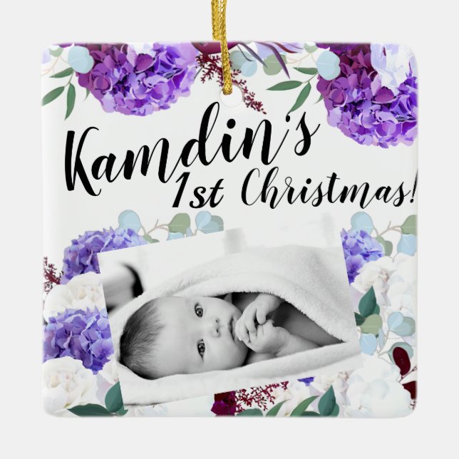 Lavanda Personalizada para Ornamento de Bebês Hibi (Frente)