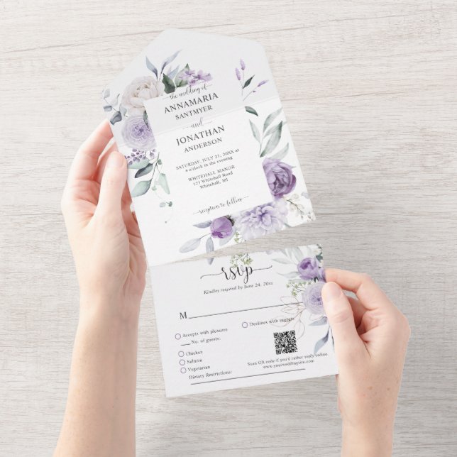 Lavanda Púrpura Lilac Casamento Verde (Aba destacável)