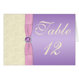 Lavanda, rosa, e cartão do número da mesa do