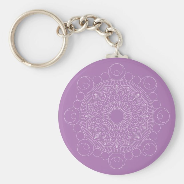 Lavanda Roxa de Chaveiro Roxo Mandala v2 (Frente)