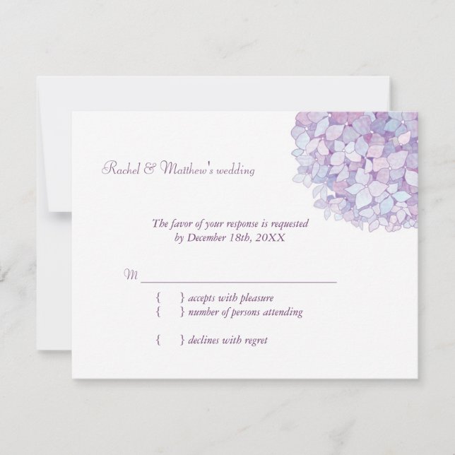 Lavanda RSVP de Casamento de Hydrangea Purple (Frente)