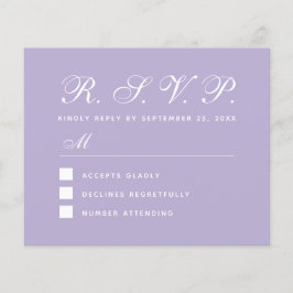 Lavanda RSVP Orçamento Simples Script Purple Card