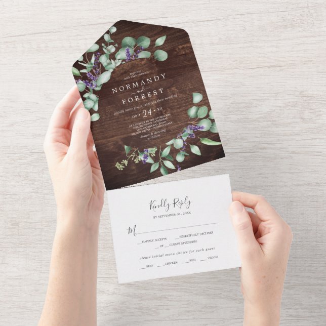 Lavanda russa e Eucalyptus | Casamento De Madeira (Aba destacável)
