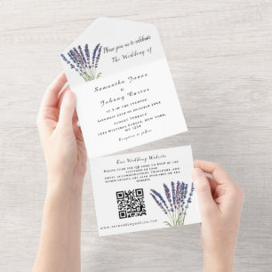 Lavanda Rustic Floral Watercolor Código QR Casamen