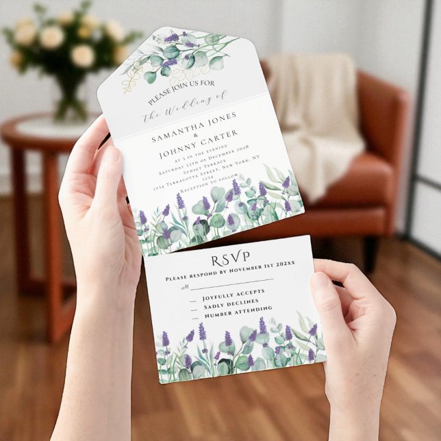 Lavanda rustica e Casamento Eucalyptus RSVP (Criador carregado)