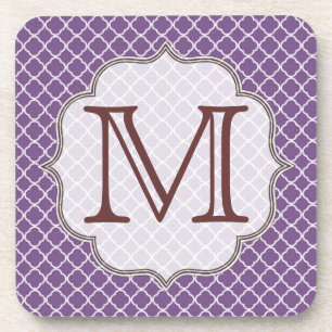 Lavanda Triterfoil Monograma Porta copos Bebida