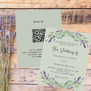 Lavanda verde Sage QR código RSVP casamento de orç