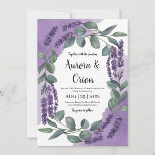 lavanda violeta e convites para o casamento de euc