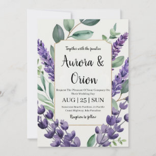 lavanda violeta e convites para o casamento de euc