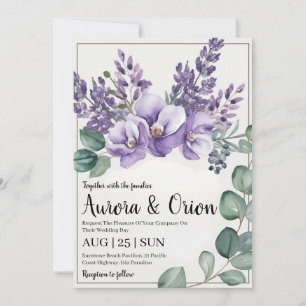 lavanda violeta e convites para o casamento de euc
