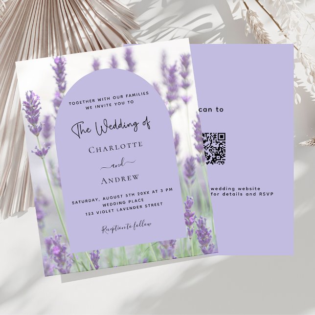 Lavanda violeta floral arca QR RSVP orçamento casa (Criador carregado)