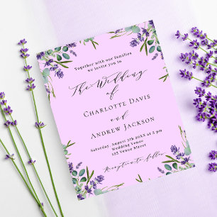 Lavanda violeta rosa convite para casamento