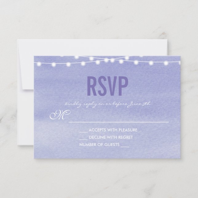 Lavanda Watercolor String Luzes RSVP (Frente)