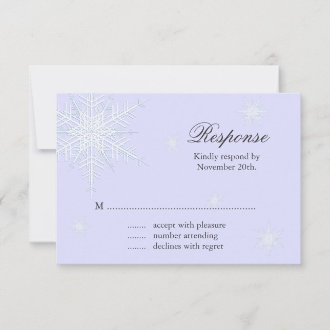 Lavanda Winter Snowflake Wedding RSVP (Frente)