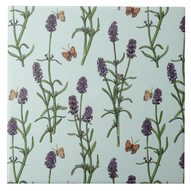 Lavandas e borboletas no vidro marinho (Frente)