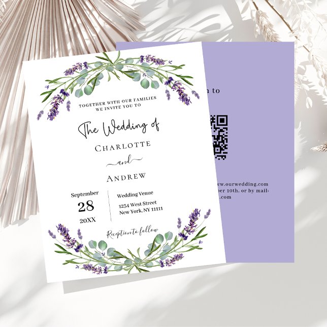 Lavandas florais QR RSVP convite de casamento de o (Criador carregado)