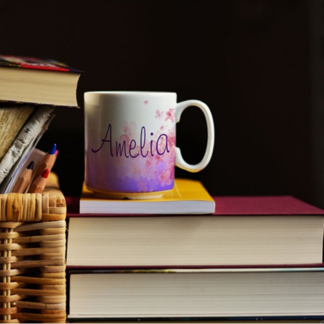 Lavandas flores aquarela caneca de café (Criador carregado)
