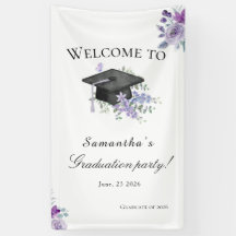 Lavander Purple Floral Graduation welcome banner
