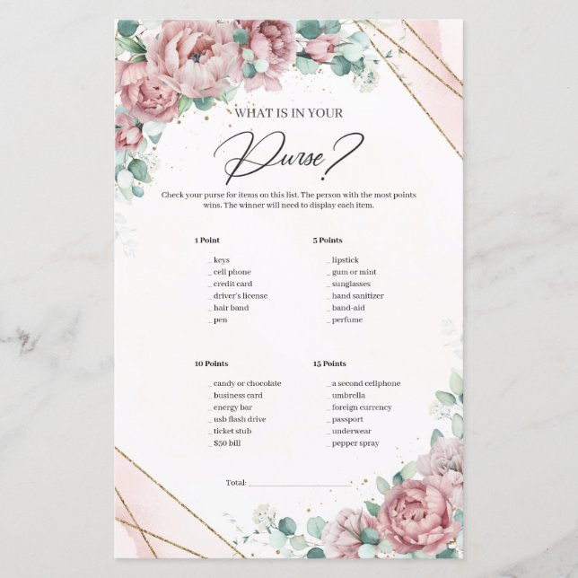 Lave peonias eucalipto O que há na sua bolsa (Frente)