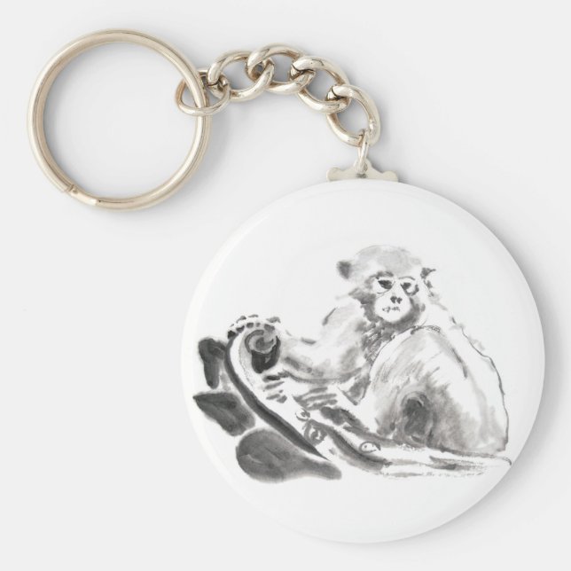 Lave Pintando Macaco Ano Zodiodal Chaveiro (Frente)
