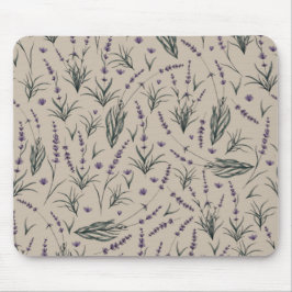 Lavender Botanical Pattern Mouse Pad