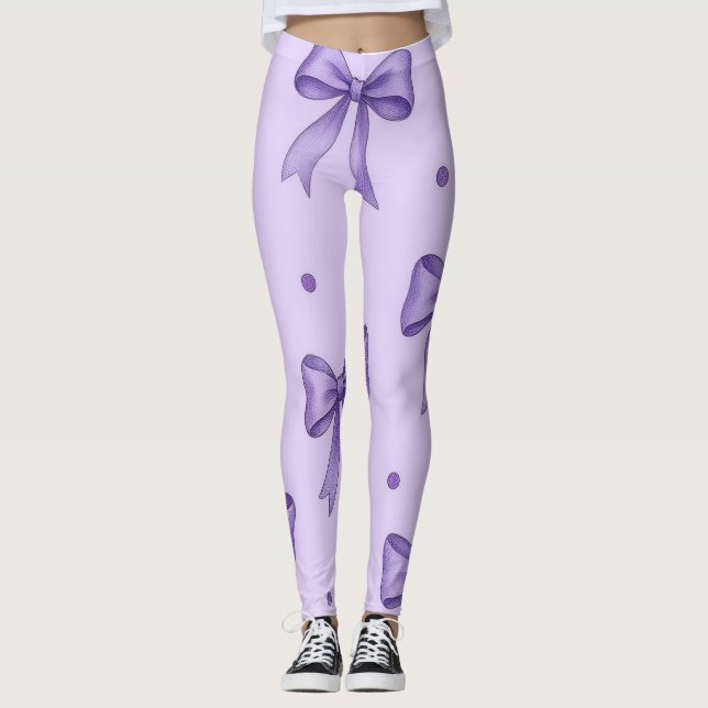 Lavender Bow Pattern Leggings (Frente)